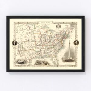 Vintage Map of United States 1851