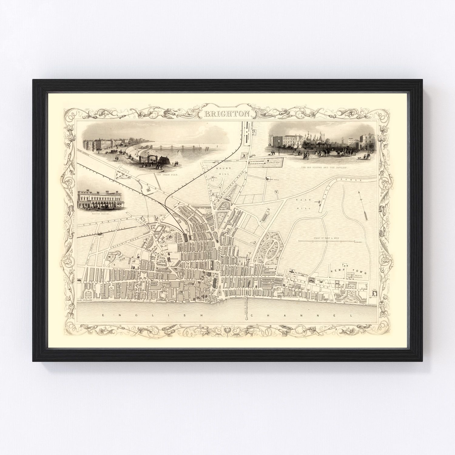 Vintage Map of Brighton, United Kingdom 1851 3