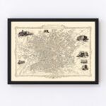 Vintage Map of Manchester, United Kingdom 1851 9
