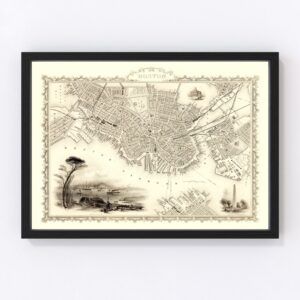 Vintage Map of Boston, Massachusetts 1851
