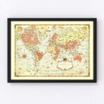 Vintage Mercator Map of the World 1931 9