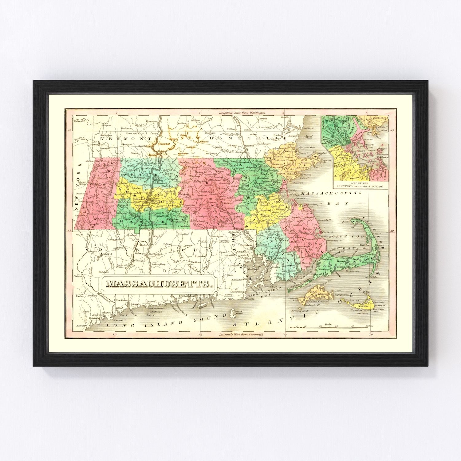 Vintage Map Of Massachusetts 1831 By Ted's Vintage Art