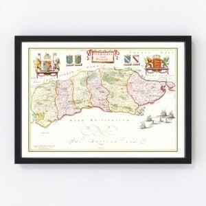 Vintage Map of Sussex 1665