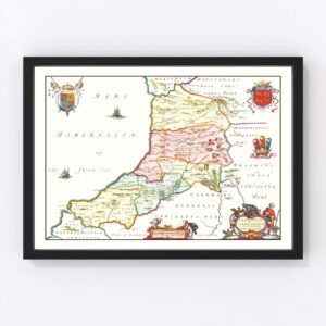 Vintage Map of Montgomeryshire 1665