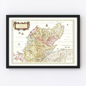 Vintage Map of the Scottish Highlands 1665