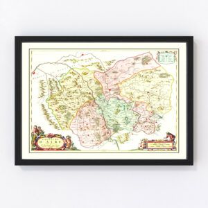 Vintage Map of Mont-de-Marsan, France 1665