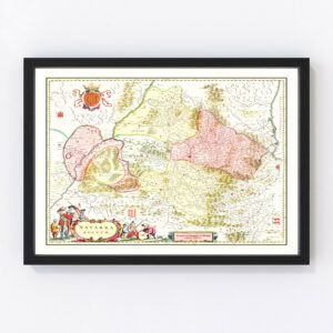 Vintage Map of Northern Spain 1665