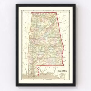 Vintage Map of Alabama 1856
