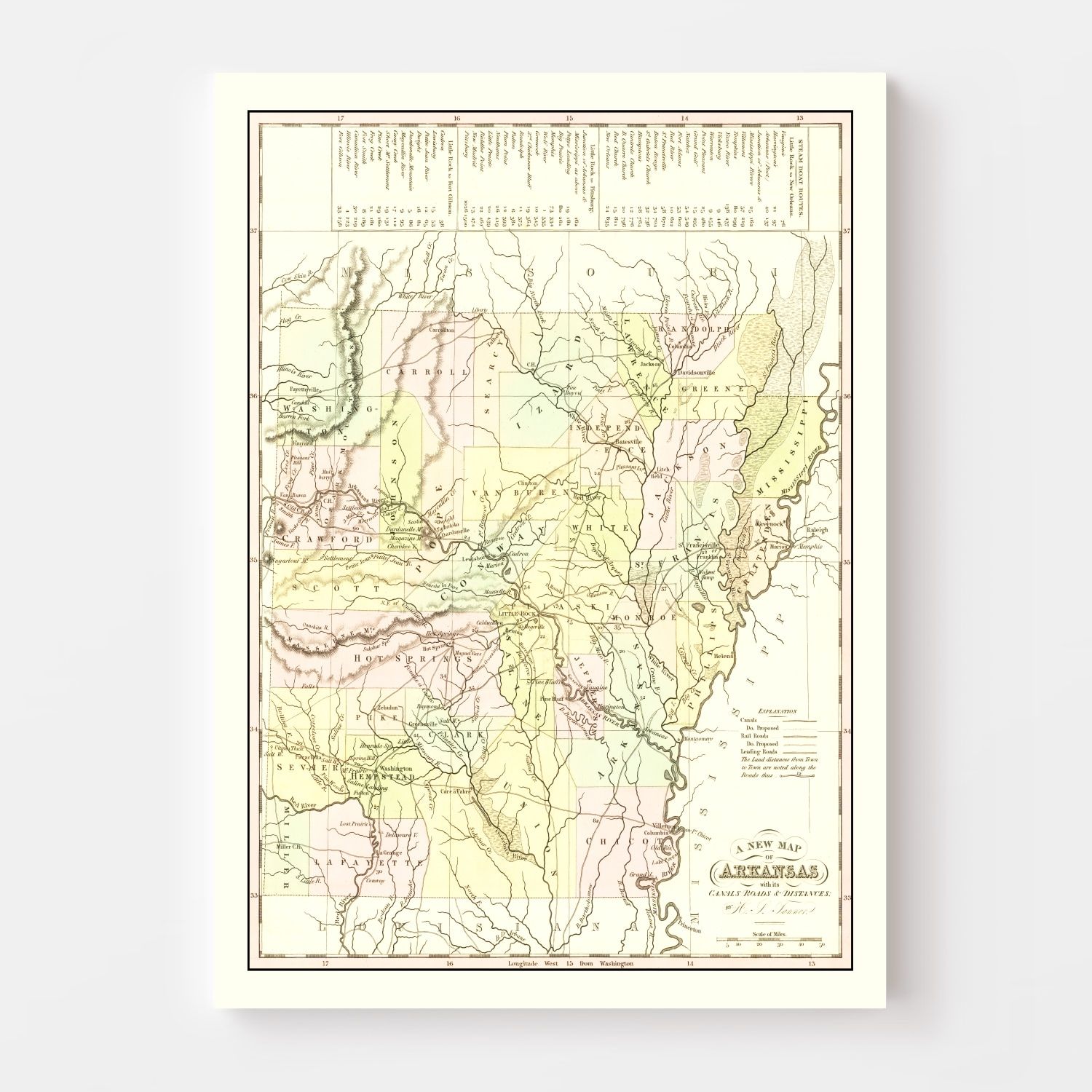 Vintage Map Of Arkansas 1836 By Ted S Vintage Art   7624 2 