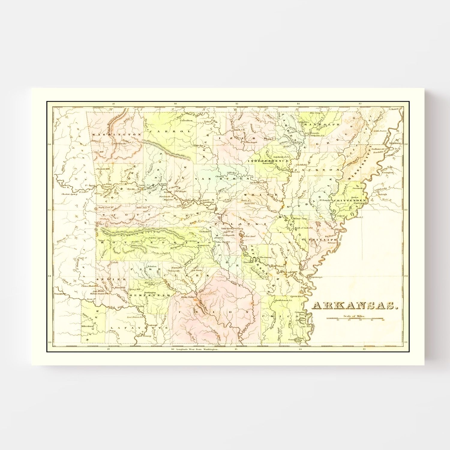 Vintage Map Of Arkansas 1838 By Ted S Vintage Art   7625 2 