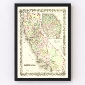 Vintage Map of California 1855