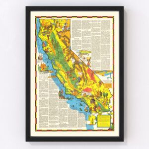 Vintage Pictorial Map of California 1938