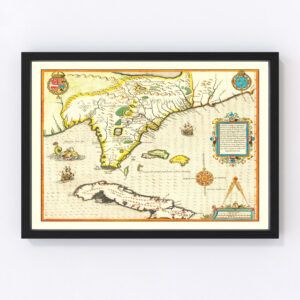 Vintage Map of Florida 1591