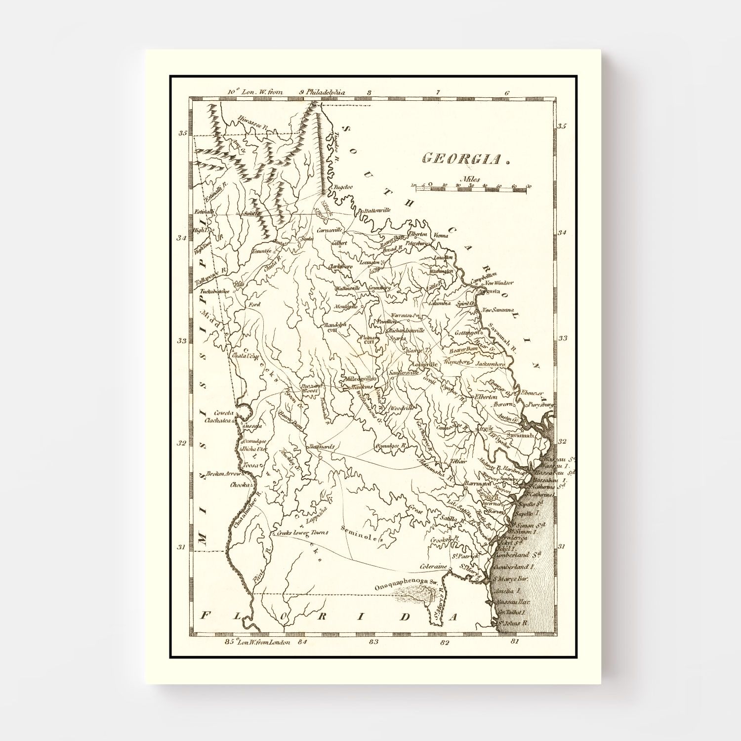 Vintage Map Of Georgia 1814 By Ted S Vintage Art   7674 2 