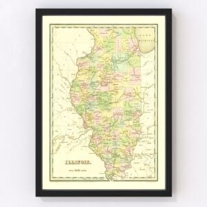 Vintage Map of Illinois 1838