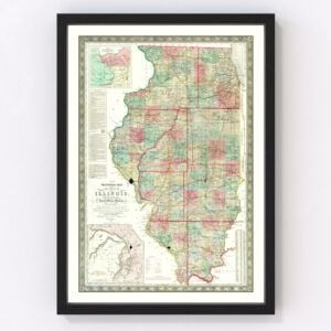 Vintage Map of Illinois 1852