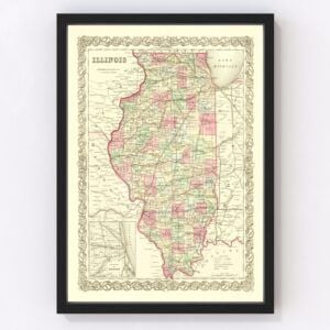 Vintage Map of Illinois 1855