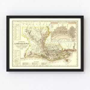 Vintage Map of Louisiana 1845