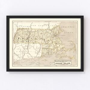 Vintage Map of Massachusetts 1842