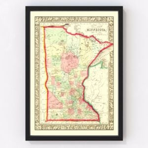 Vintage Map of Minnesota 1862