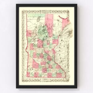 Vintage Map of Minnesota 1866