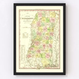 Vintage Map of Mississippi 1836