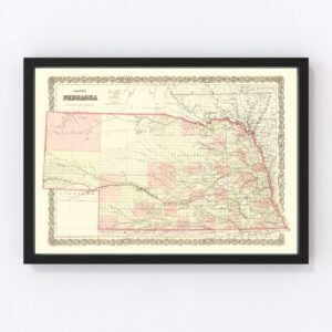 Vintage Map of Nebraska 1867