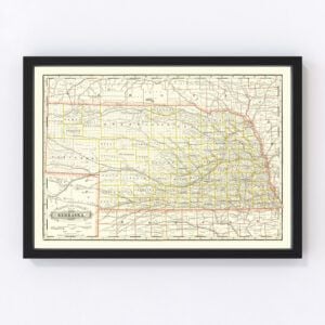 Vintage Railroad Map of Nebraska 1888