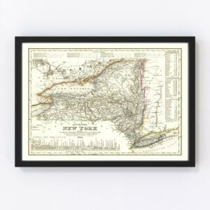Vintage Map of New York 1844