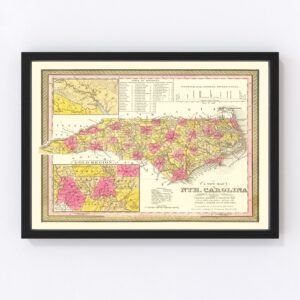 Vintage Map of North Carolina 1847