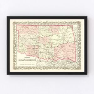 Vintage Indian Territory Map (Oklahoma) 1872