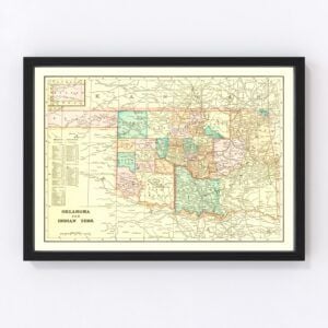 Vintage Map of Oklahoma 1899