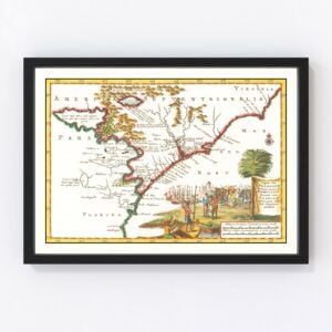 Vintage Map of South Carolina 1706
