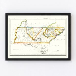 Vintage Map of Tennessee 1814
