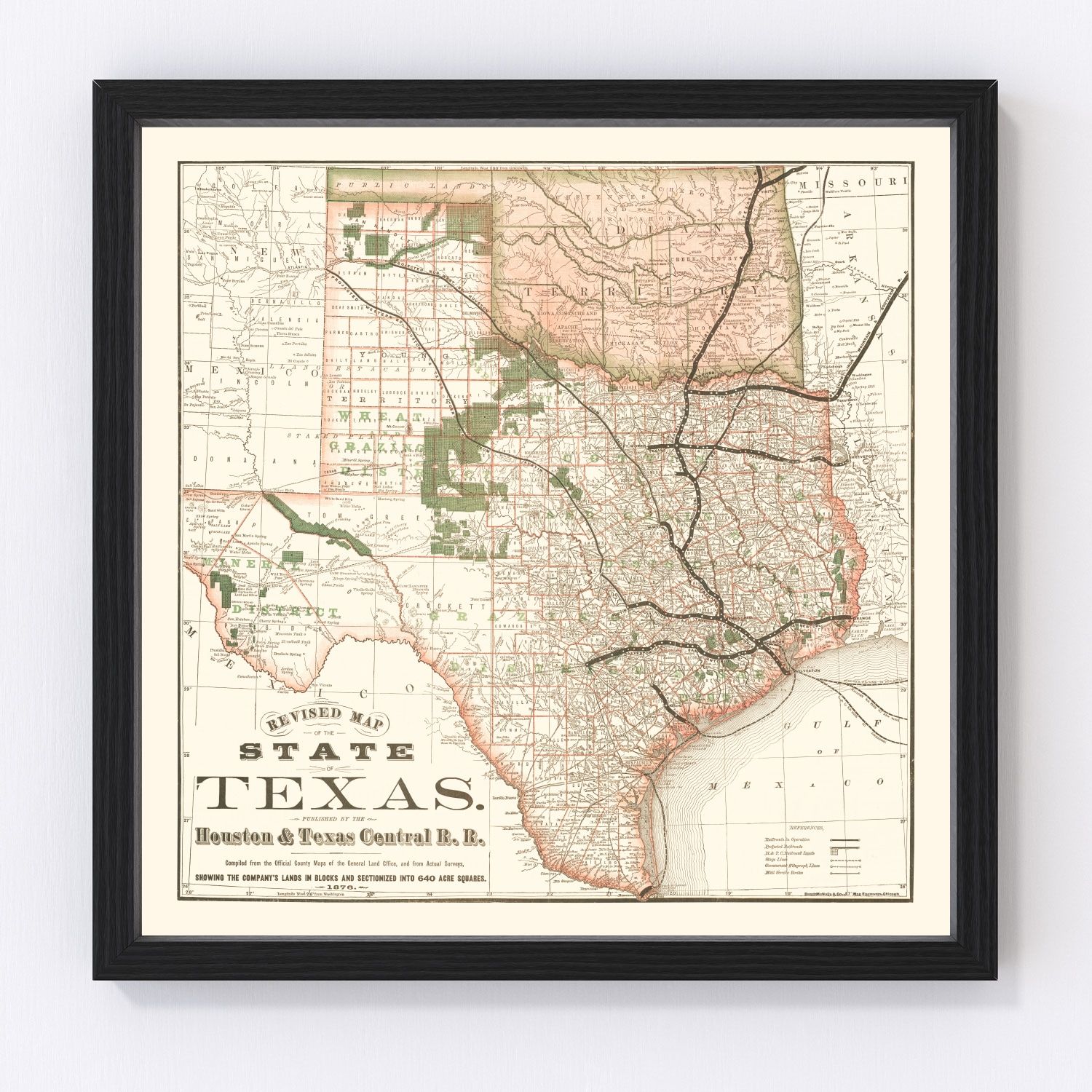 Vintage Map Of Texas 1877 By Ted S Vintage Art   7841 