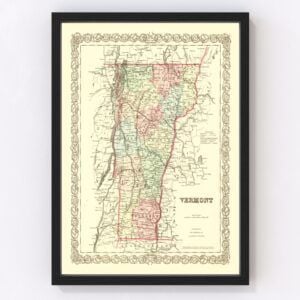 Vintage Map of Vermont 1855