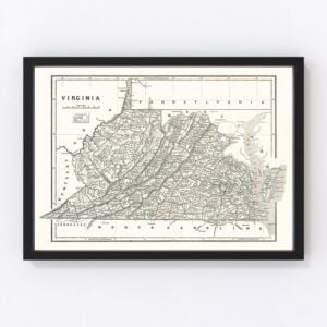 Vintage Map of Virginia 1842