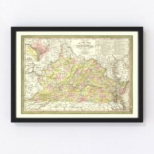 Vintage Map of Virginia 1854