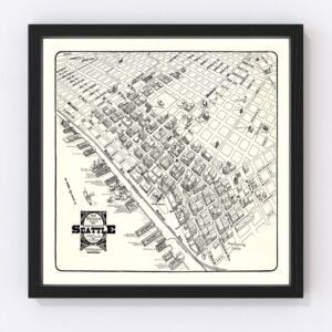 Vintage Seattle Business District Map 1904