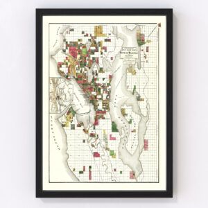 Vintage Map of Seattle, Washington 1890