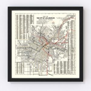 Vintage Railway Map of Los Angeles 1906