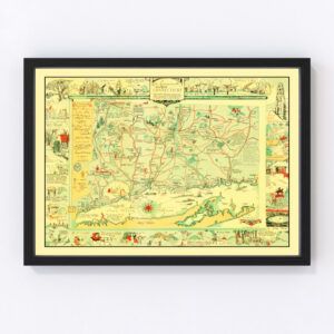 Vintage Map of Connecticut 1926