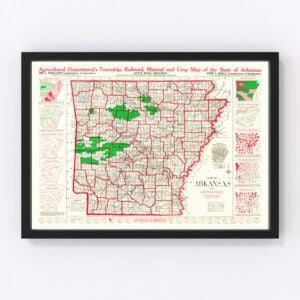 Vintage Map of Arkansas 1919