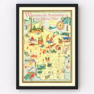 Vintage Map of Wisconsin 1929