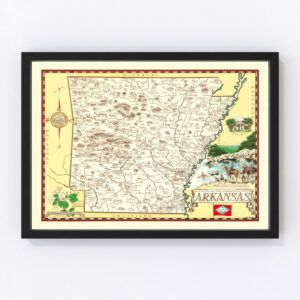 Vintage Map of Arkansas 1938