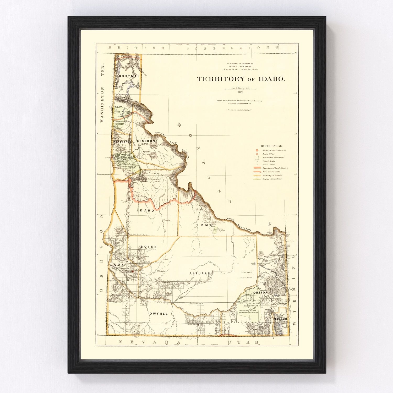 1888 Tiny Idaho State Map Miniature Size Map of Idaho Wall Decor  Anniversary Gift for Birthday Wedding 657 