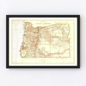 Vintage Map of Oregon 1876