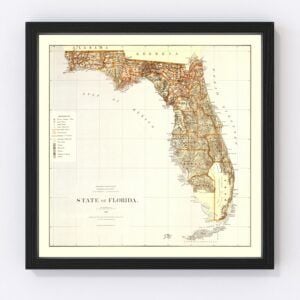 Vintage Map of Florida 1876