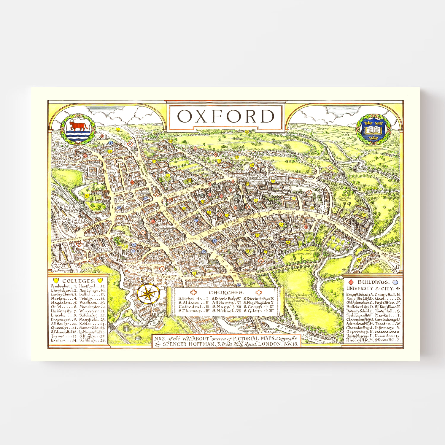 Vintage Map of Oxford, England 1936 by Ted's Vintage Art