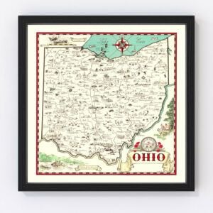 Vintage Map of Ohio 1940